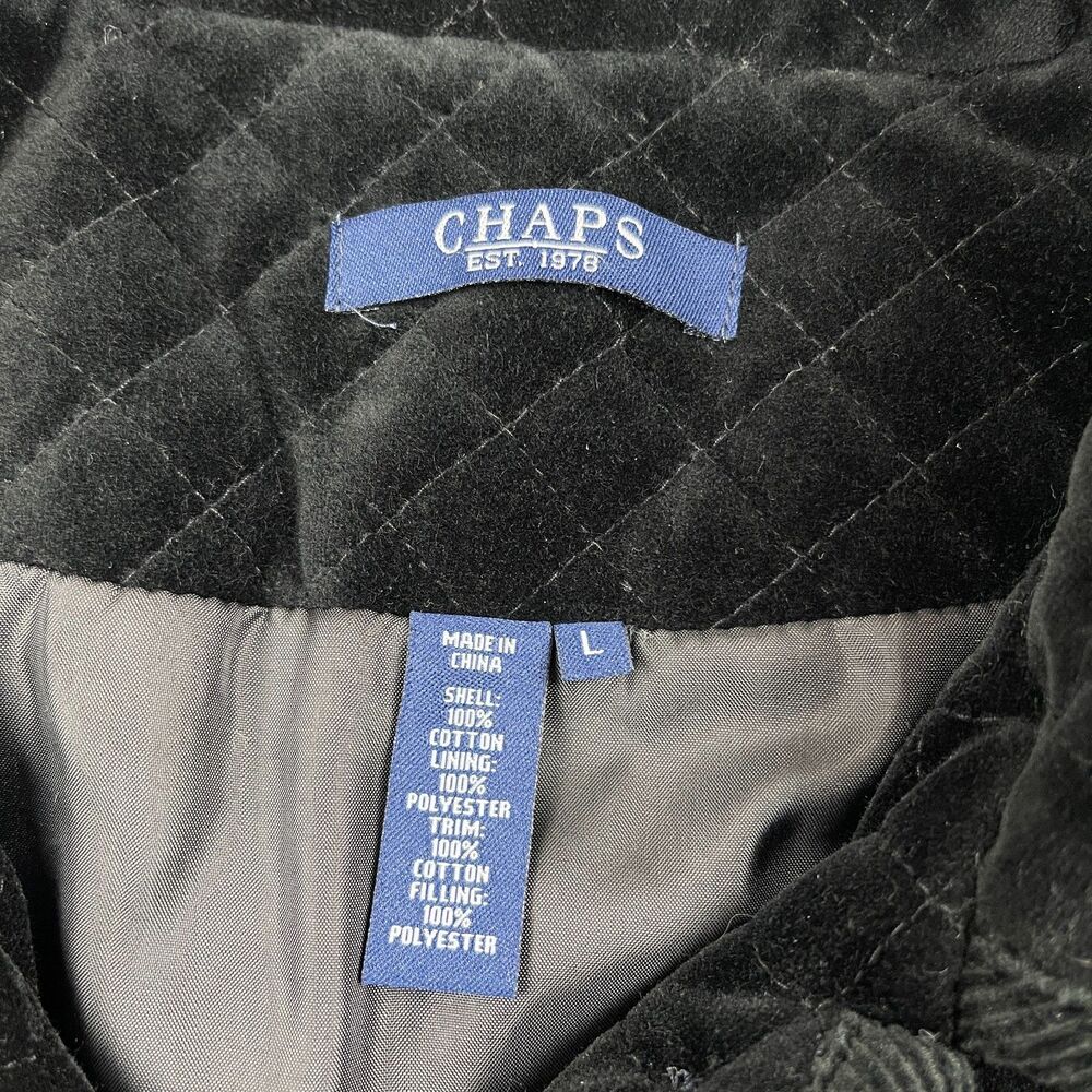 Chaps Women's Quilted Jacket Large Black Diamond‑Quilt Button Front Coat - Picture 11 of 12